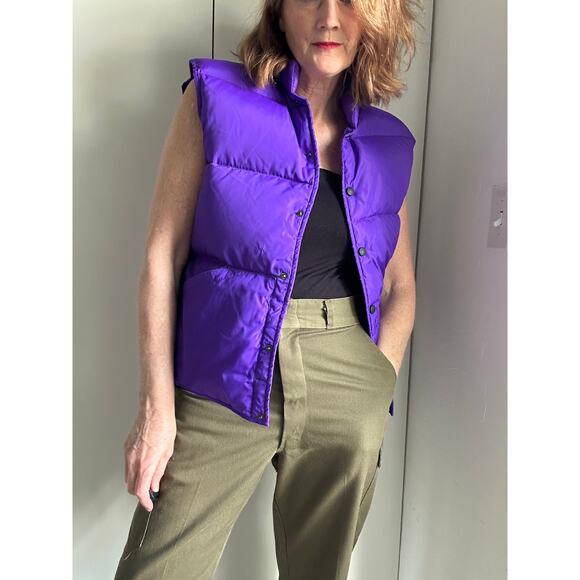 Lands' End Vintage down Puffer Vest Purple Size Small Unisex Outdoor Camping - Picture 1 of 9